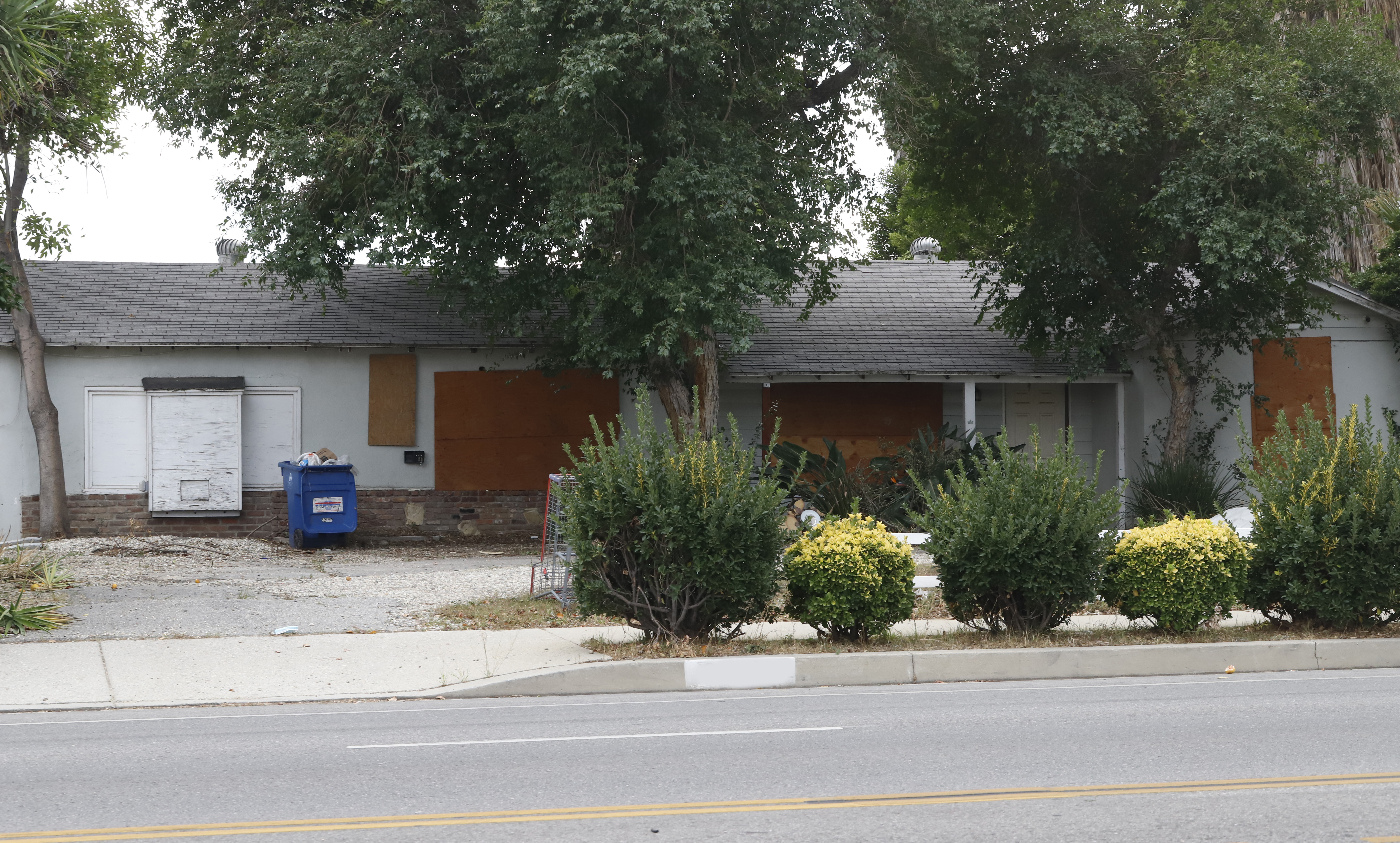 The rundown church building belonging to Kanye West next door to the Cornerstone Christian Church in Northridge