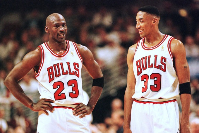 Michael Jordan (left) and Scottie Pippen when they were together at the Chicago Bulls.  Photo: FOX