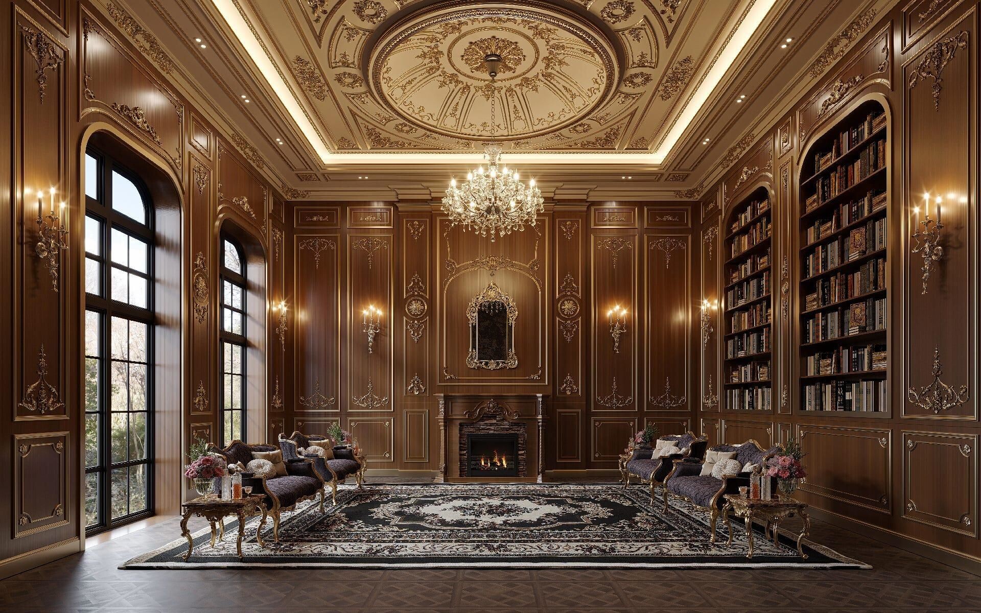 ArtStation - 3D interior visualization of luxury classical mansion