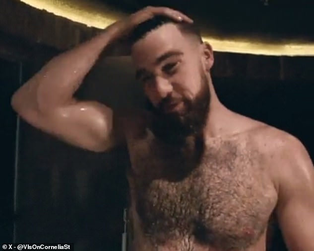 Travis Kelce earns a LEGION of new admirers after video of him walking  around shirtless in nothing but a towel is circulated on social media -  leaving thirsty fans in a frenzy |