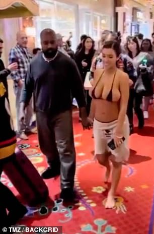 Kanye West's wife Bianca Censori nearly spills out of her skimpy bikini top  while celebrating her 29th birthday in Las Vegas | Daily Mail Online