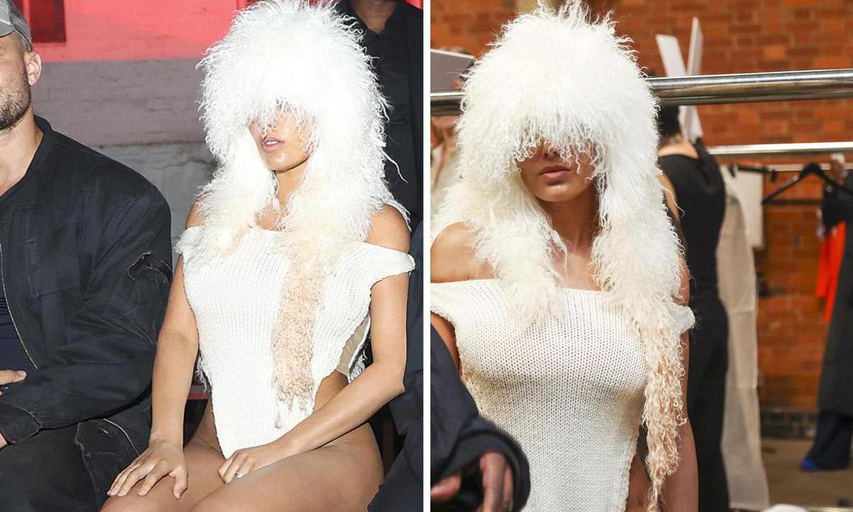 Bianca Censori shows off her curves in high-cut bodysuit and fluffy  headpiece at London Fashion Week: Pics