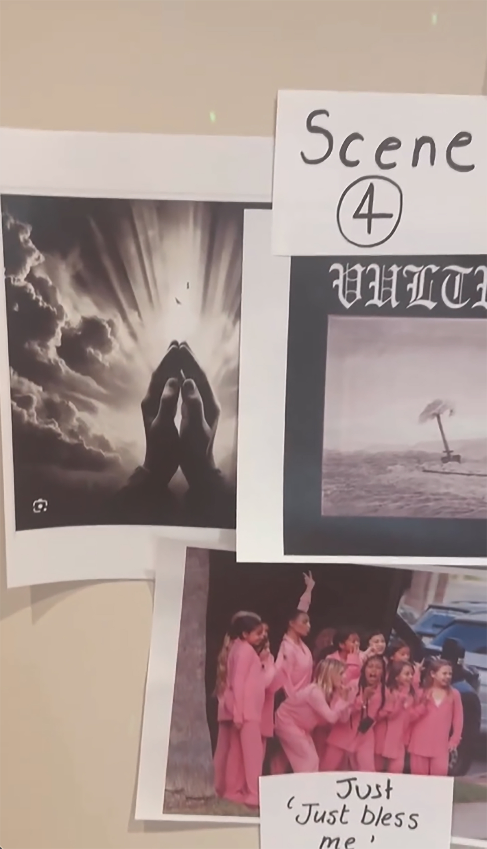 North West's music video storyboard of a vulture 