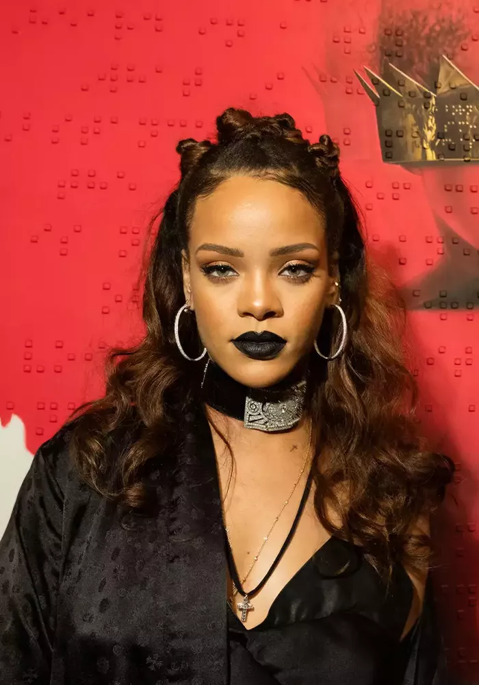 Rihanna with bantu knots hairstyle