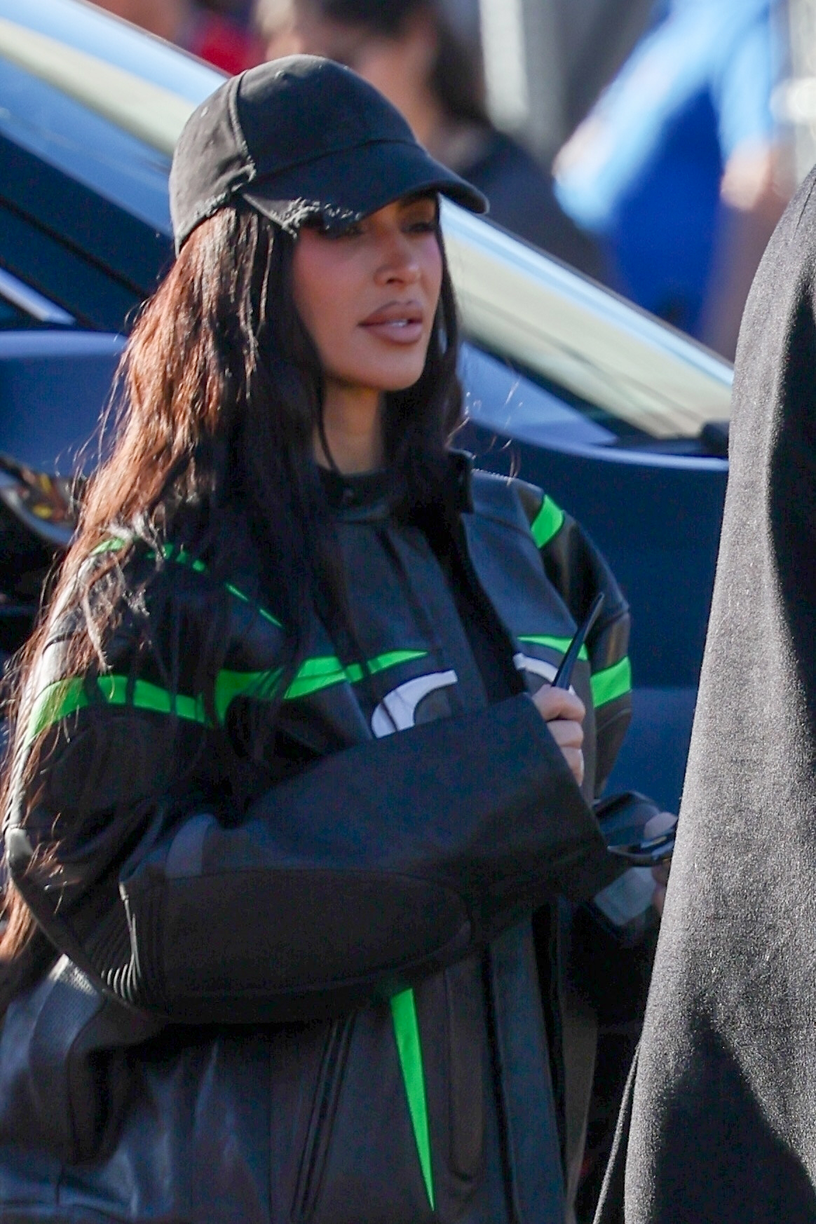 Kim Kardashian arriving at Super Bowl 2024