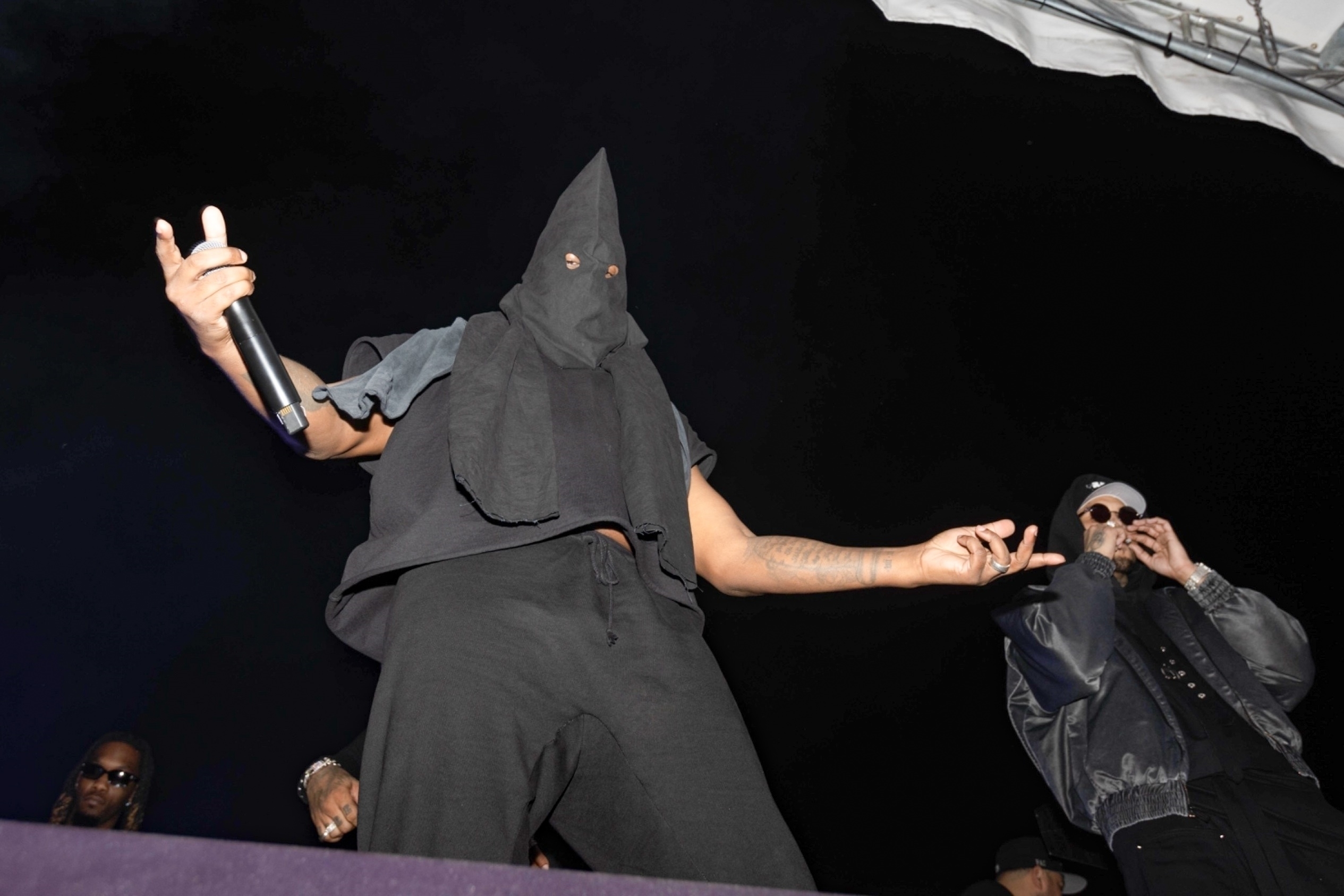 Kanye West shocks fans with KKK-style hood at 'Vultures' album release  party: 'F–k him'