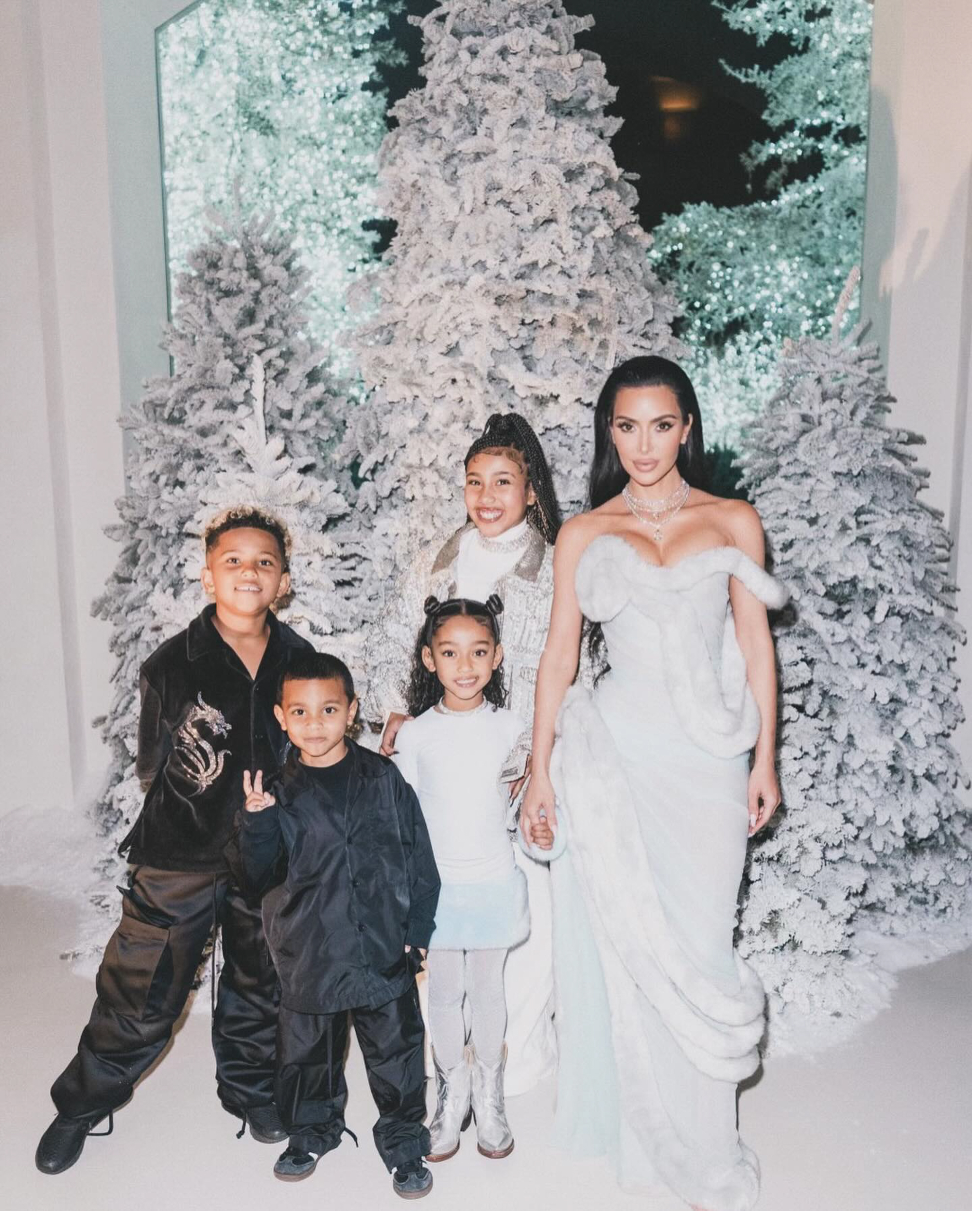 Kim Kardashian and her kids.