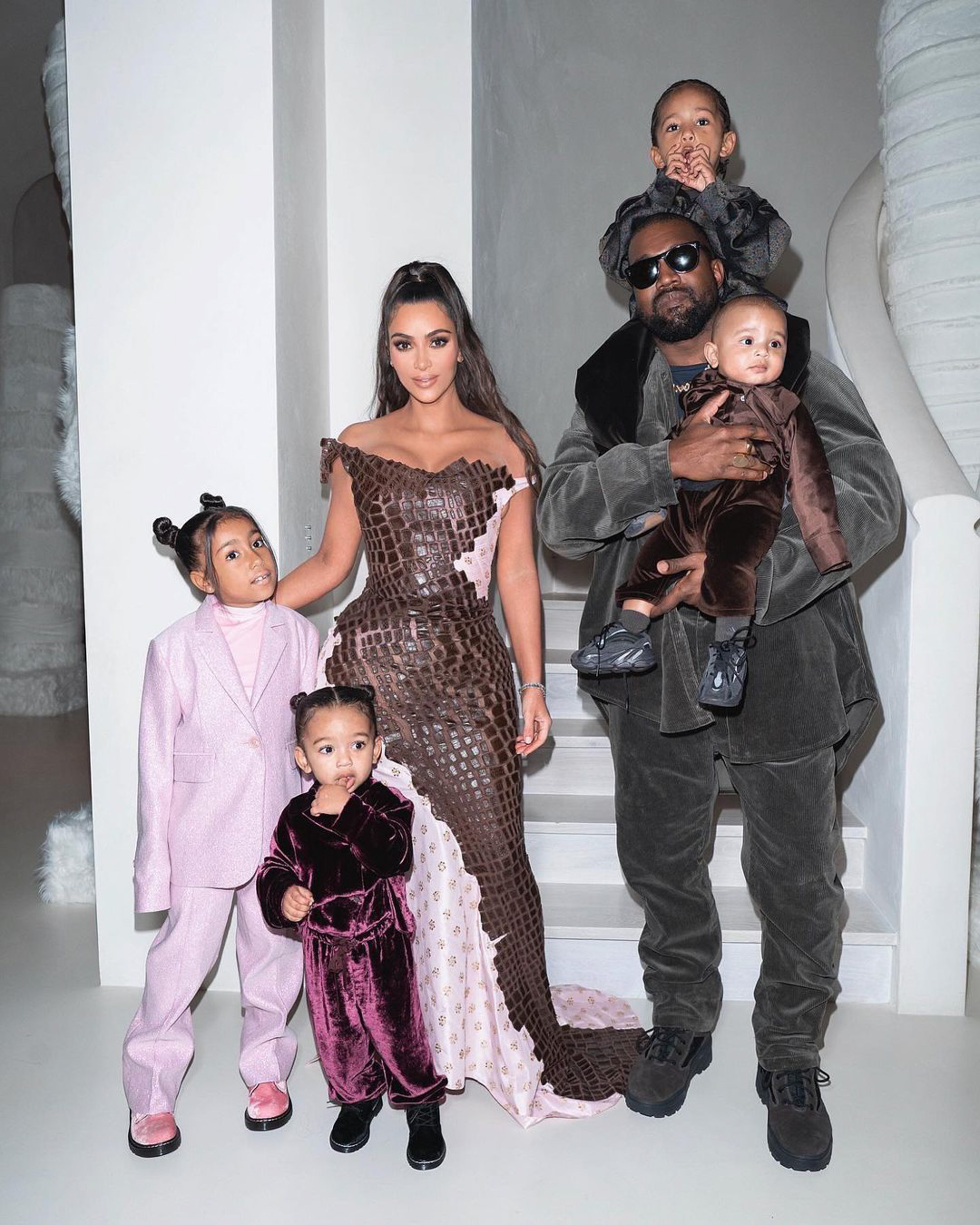 Kanye West, Kim Kardashian and their kids.