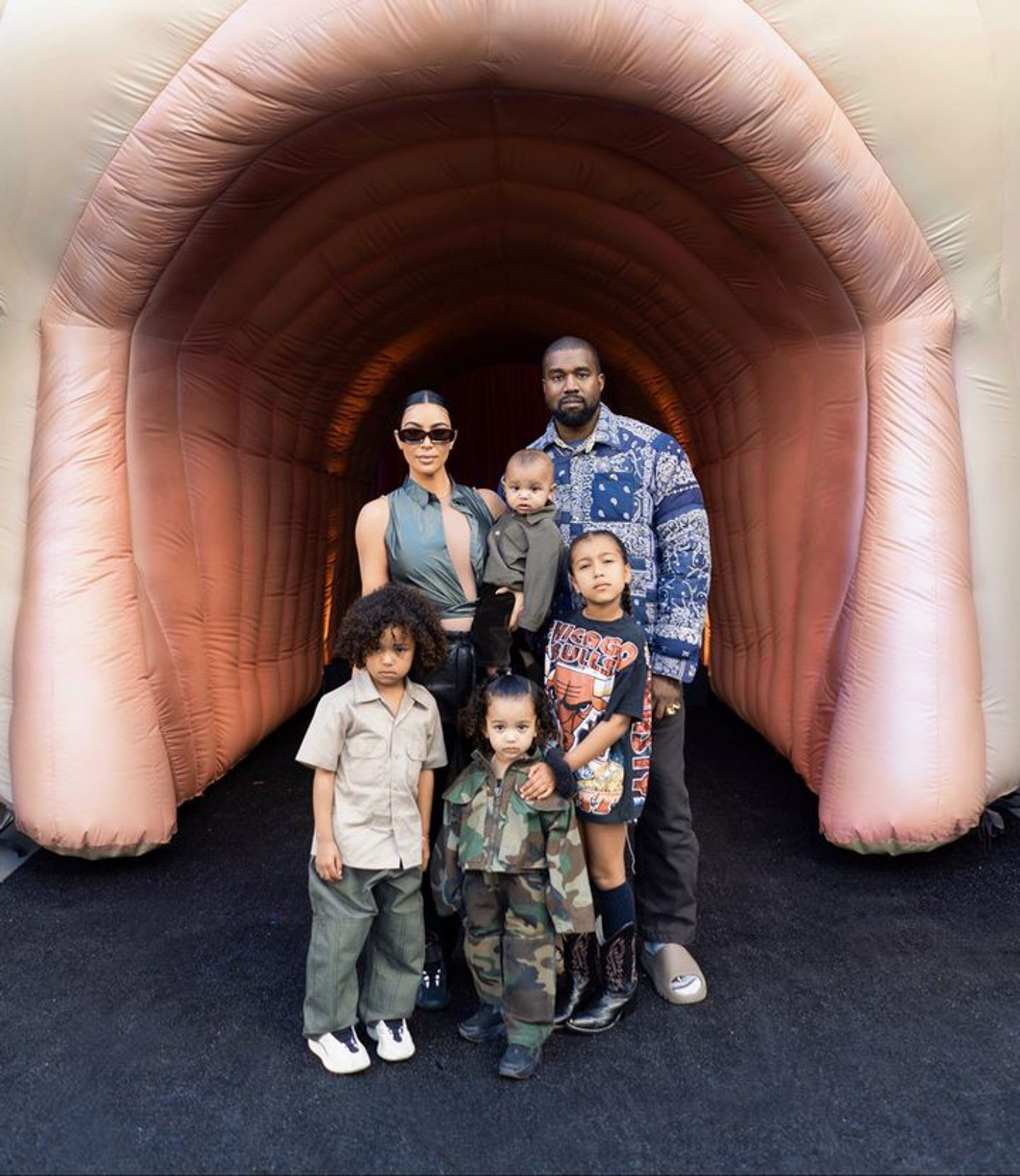 Kanye West. Kim Kardashian and their kids.