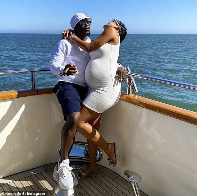 Kevin Hart celebrates his 41st birthday with pregnant wife Eniko on a yacht  | Daily Mail Online