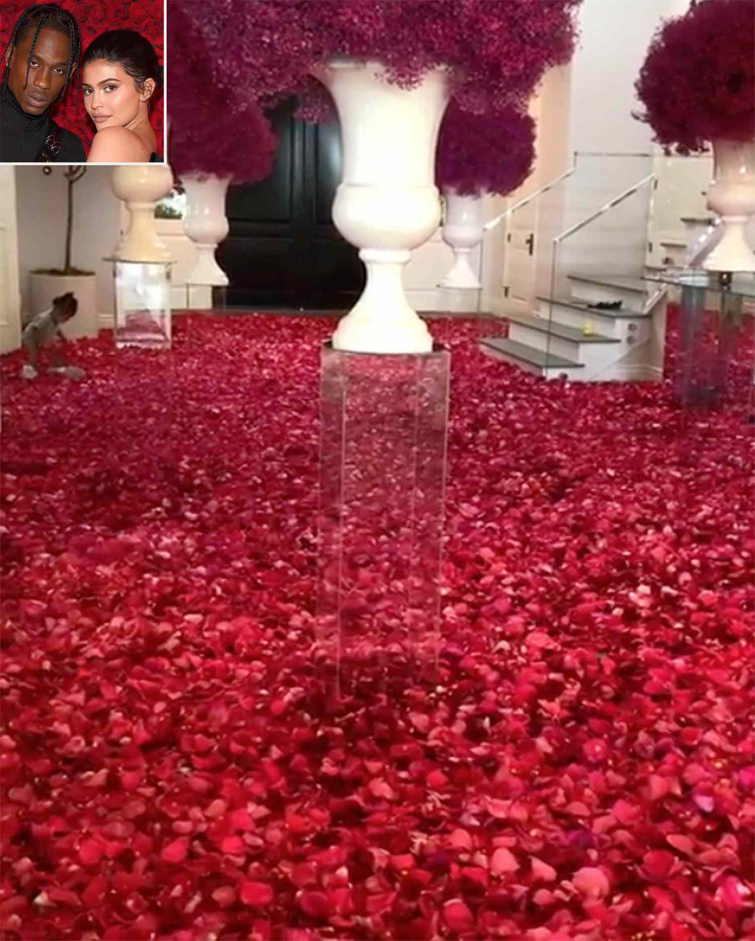 Travis Scott Covers Kylie Jenner's House with Roses for Her Birthday