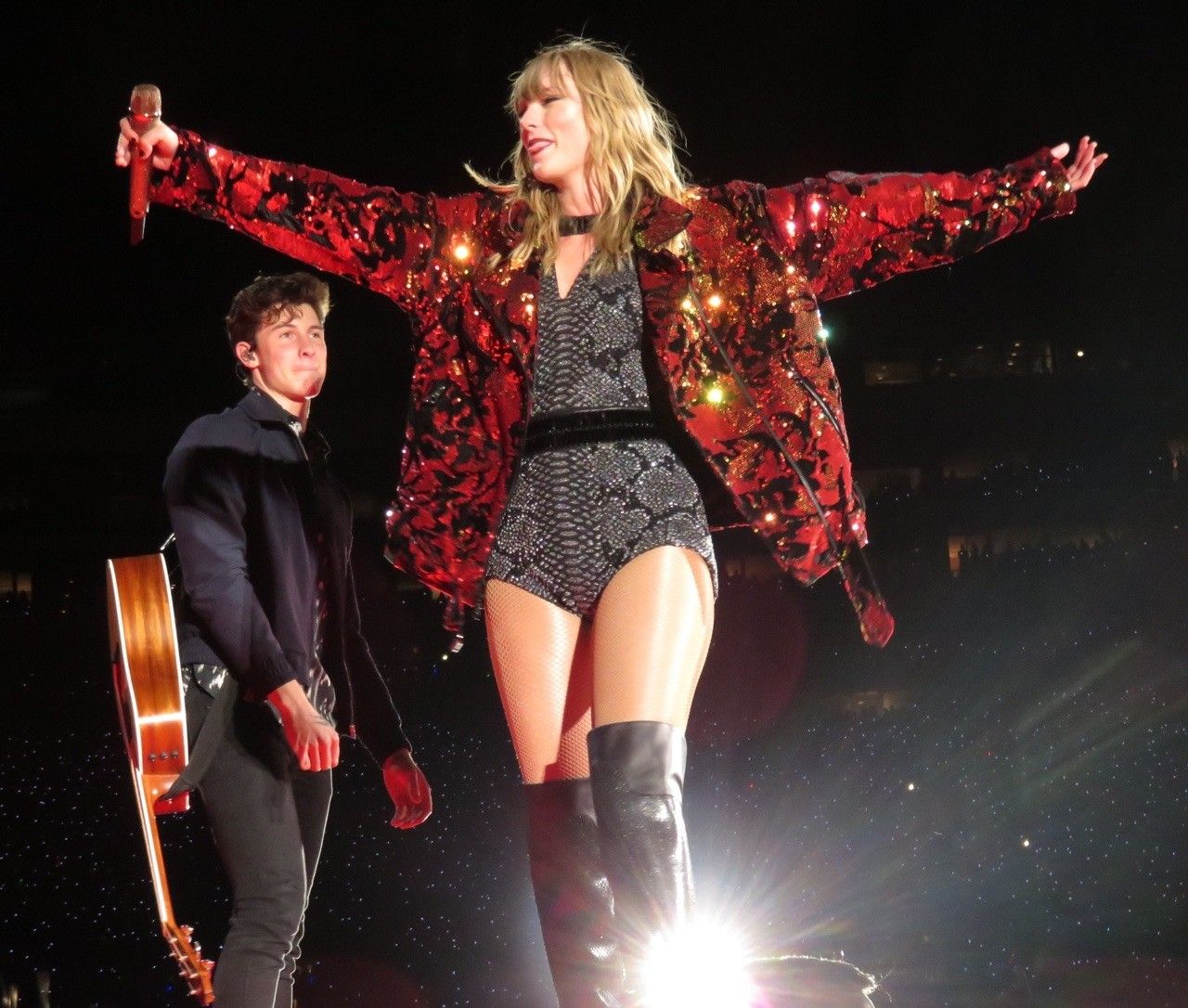 Taylor Swift at the Reputation Stadium Tour with Shawn Mendes. | Long live  taylor swift, Taylor swift concert, Taylor swift hot