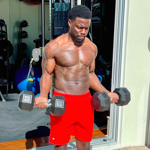 Kevin Hart Shows Off Jacked Biceps in Shirtless Workout Photos