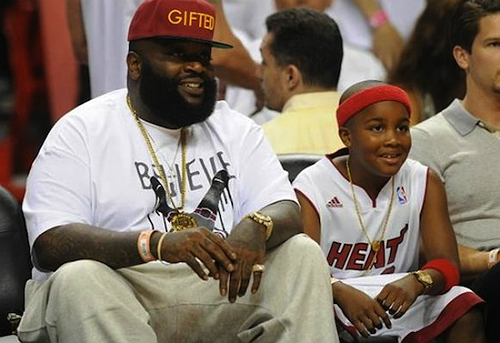 RICK ROSS AND SON ENJOY A GAME OF BASKETBALL