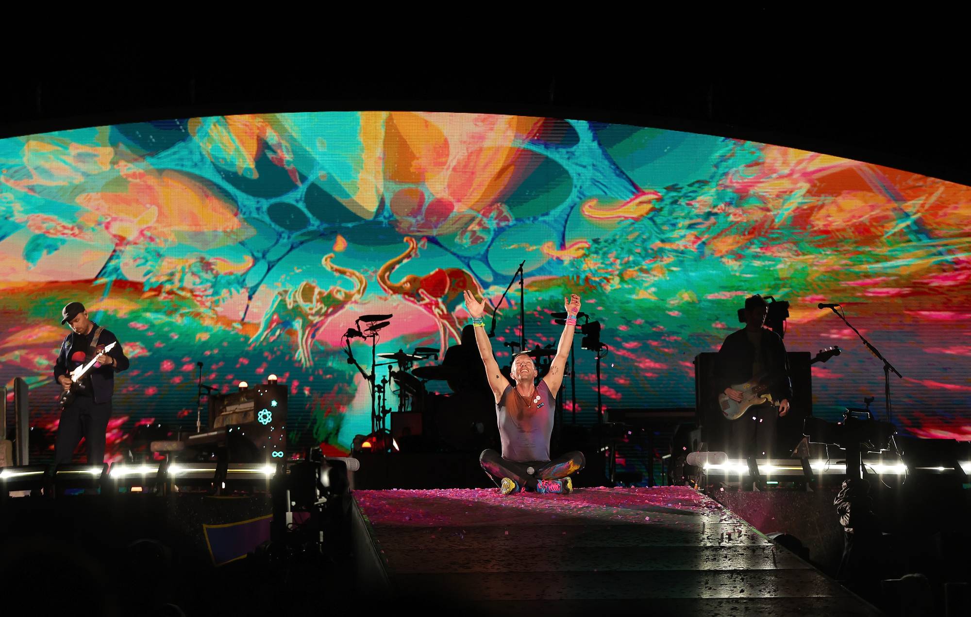 Coldplay perform on stage at Optus Stadium on November 18, 2023 in Perth, Australia. (Photo by Paul Kane/Getty Images)