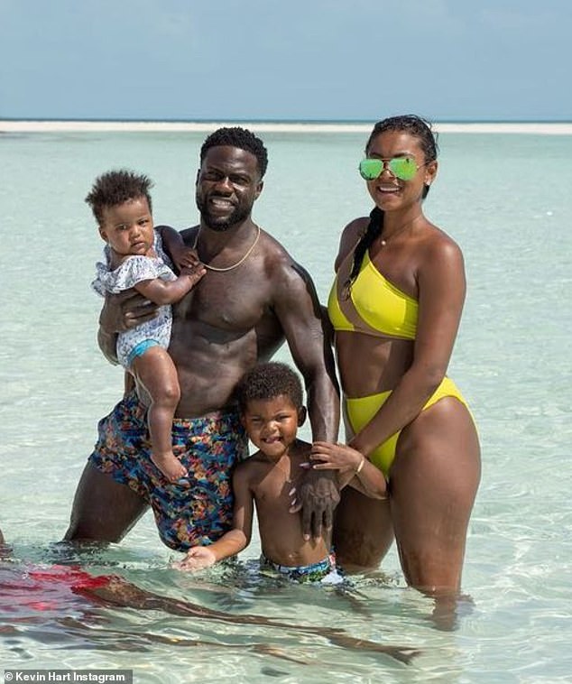 Kevin Hart shows off his muscular torso as his wife Eniko poses in a bikini  | Daily Mail Online