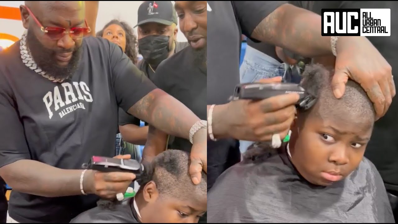 Kid Spooked That Rick Ross Is Giving Him A Haircut - YouTube