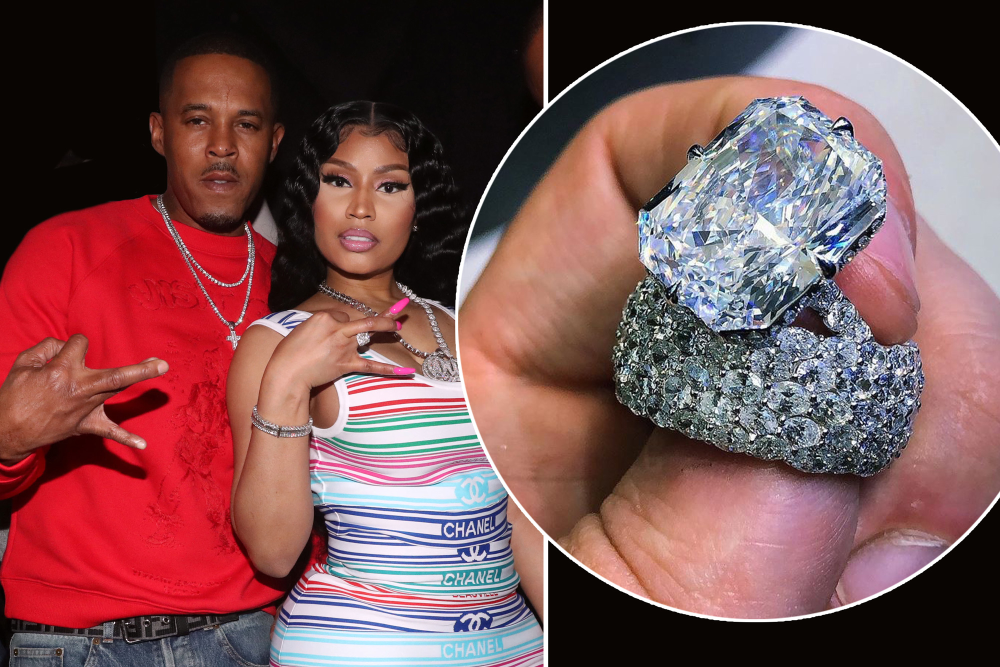 Nicki Minaj and Kenneth Petty show off their over-the-top diamond wedding rings