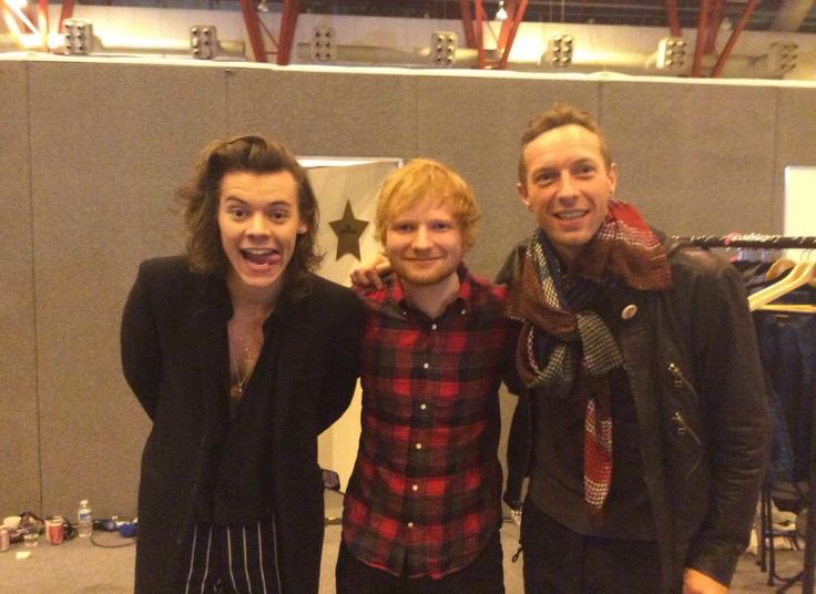 Harry Styles, Ed Sheeran, and Chris Martin | Cantores, Edinho, Musica