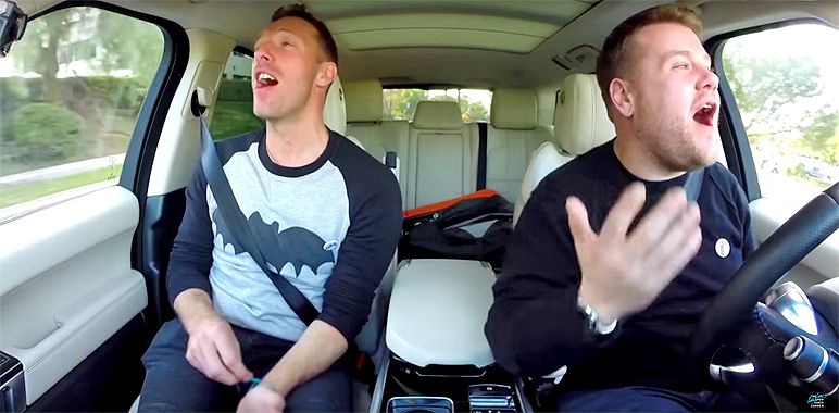 Sneak a peek at Chris Martin doing 'Carpool Karaoke' with James Corden