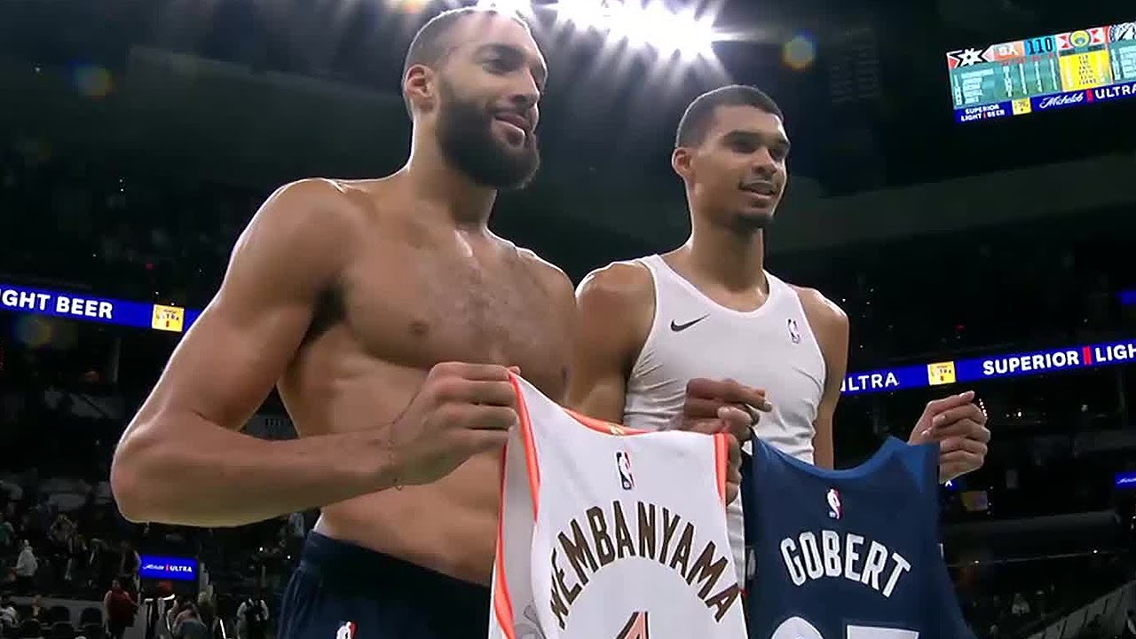 Victor Wembanyama & Rudy Gobert Swap Jerseys After Spurs-Timberwolves