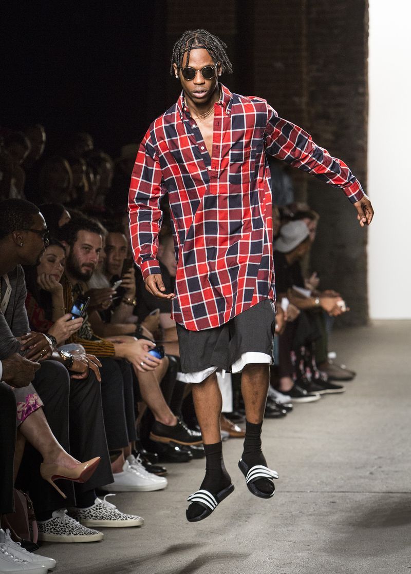 Travis Scott, model, fashion show, runway, outfit, style