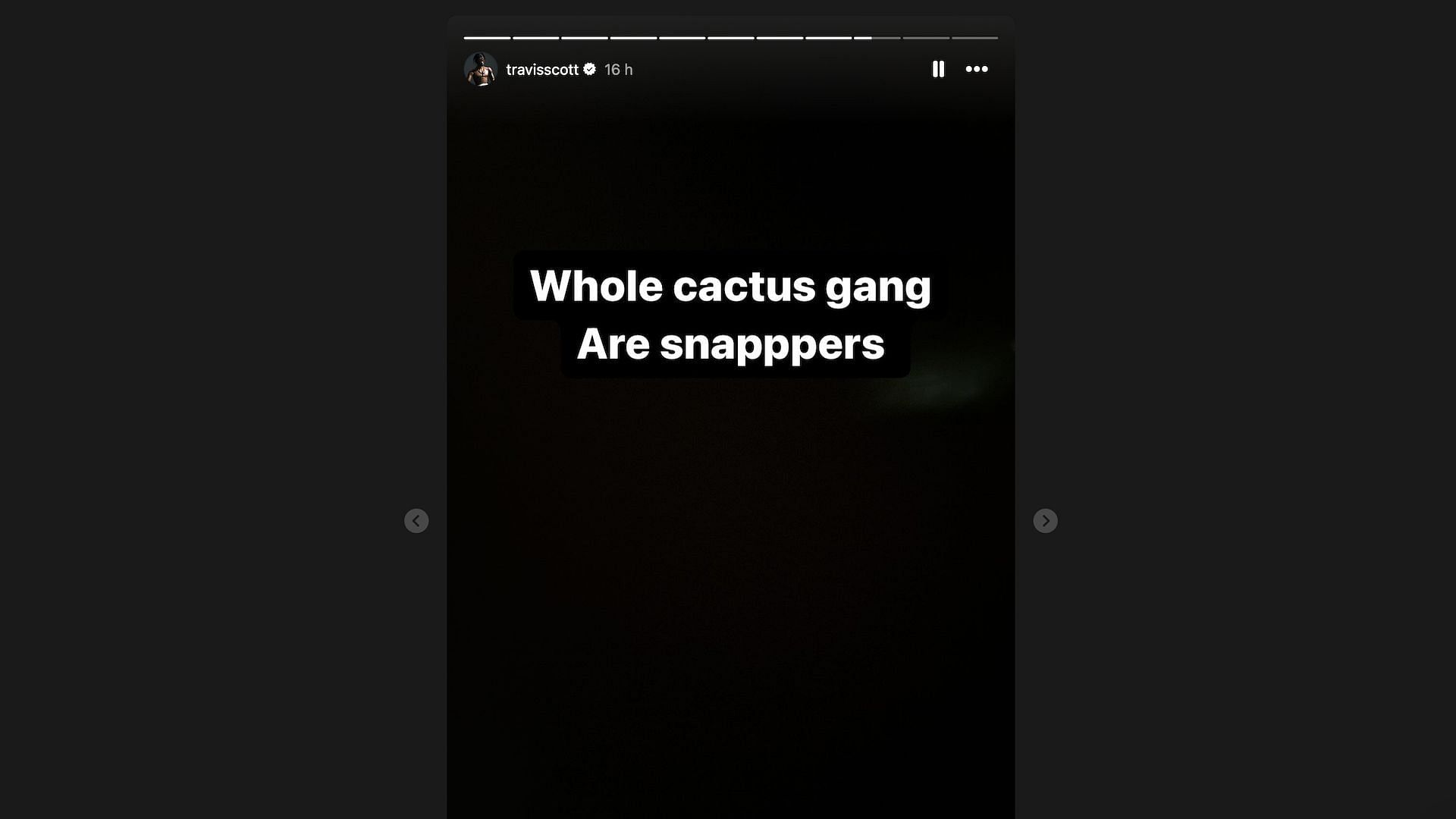 Screenshot of Travis Scott's Instagram story (Image via Instagram/@travisscott)