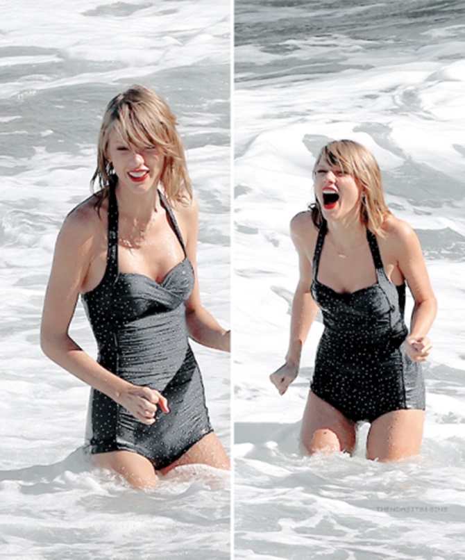 Celebrity story - Taylor Swift splashes around in a bikini on the Hawaiian beach (Picture 4).