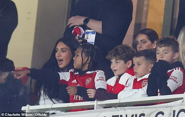 Kim Kardashian makes a shock appearance at the Arsenal v Sporting Lisbon match in London | Daily Mail Online