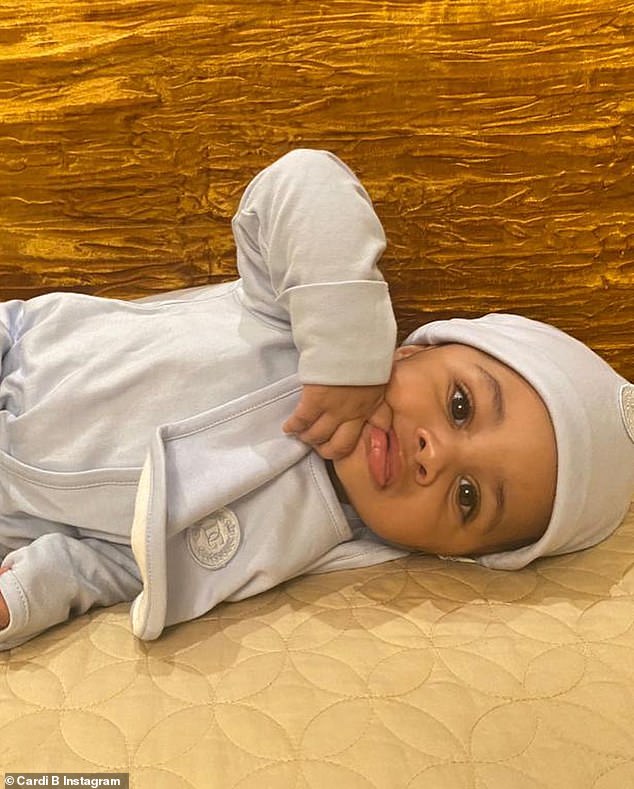 Oh baby! Along with capturing him wearing his expensive bling, Cardi also included several shots of Wave enjoying infant life at her and Offset's sprawling Atlanta, Georgia home