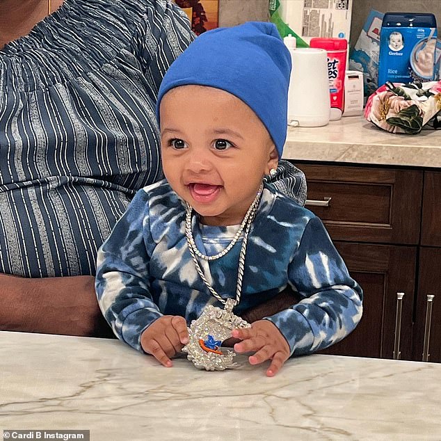 Baby boy: Cardi B is a proud mom of two children that she shares with her rapper husband Offset. And on Saturday, the 29-year-old WAP hitmaker marked their baby son's nine-month milestone by sharing her favorite snaps of the infant to Instagram