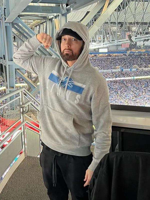 Detroit Lions Eminem Grey Hoodie - Victoria Jacket