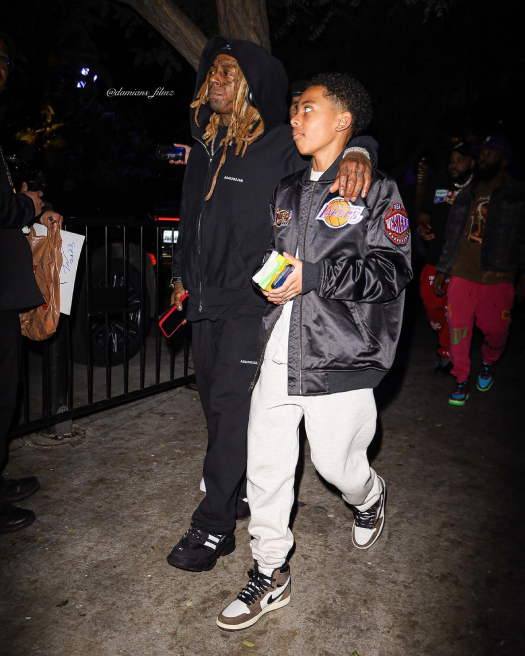 Lil Wayne Attends Lakers vs Mavs NBA Game With His Son Kameron Carter + Shows Love To LeBron James Mother Gloria