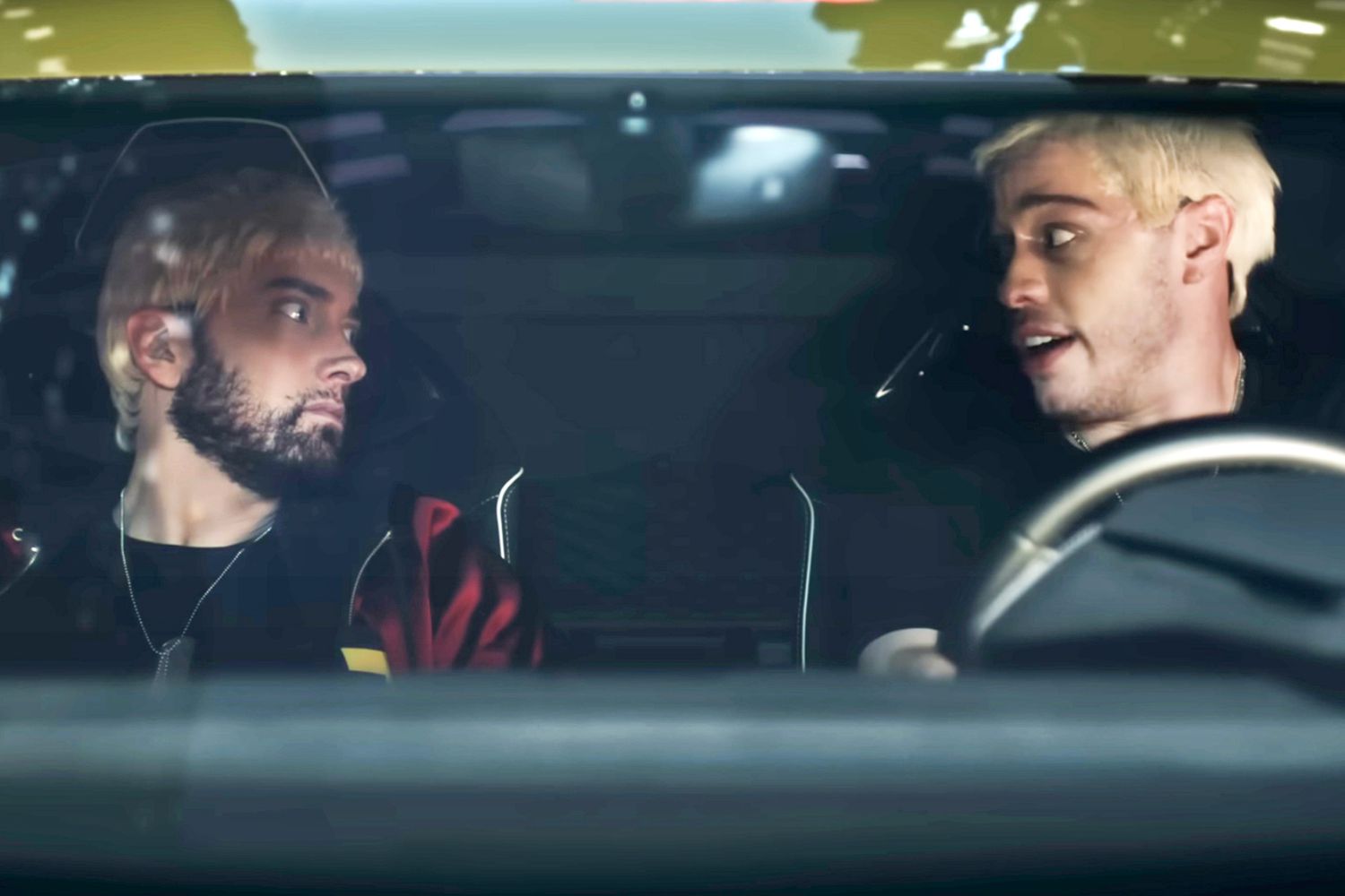 Pete Davidson wrecks Eminem's car in 'Houdini' music video