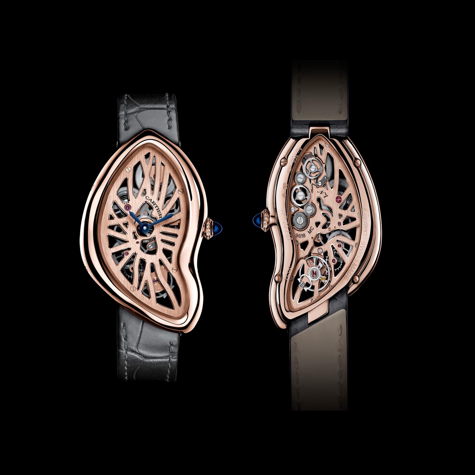 Cartier Crash Skeleton pink gold front and back