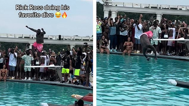 Rick Ross suffers diving FAIL as he tumbles into his massive pool | Daily  Mail Online