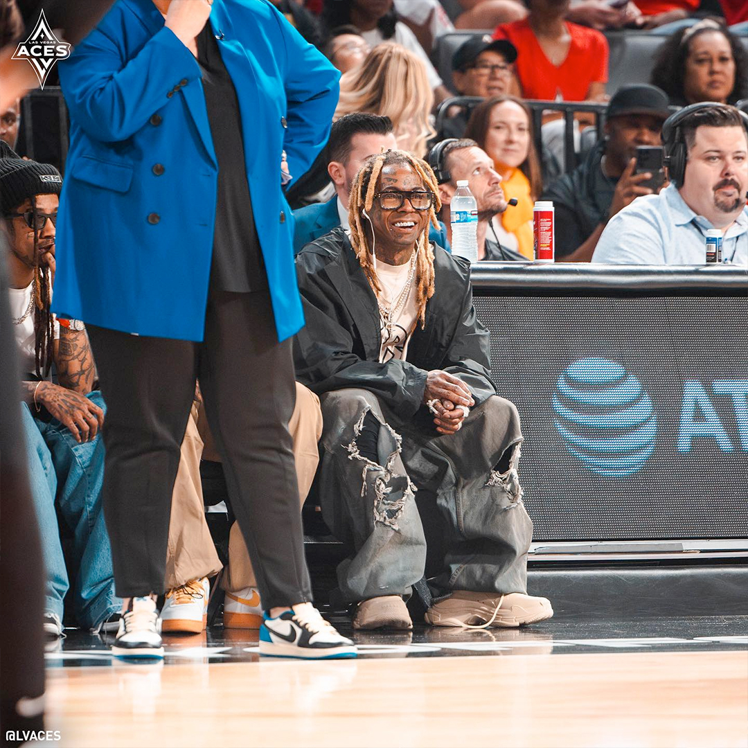 Lil Wayne Sits Court-Side At The Las Vegas Aces vs Dallas Wings WNBA Game