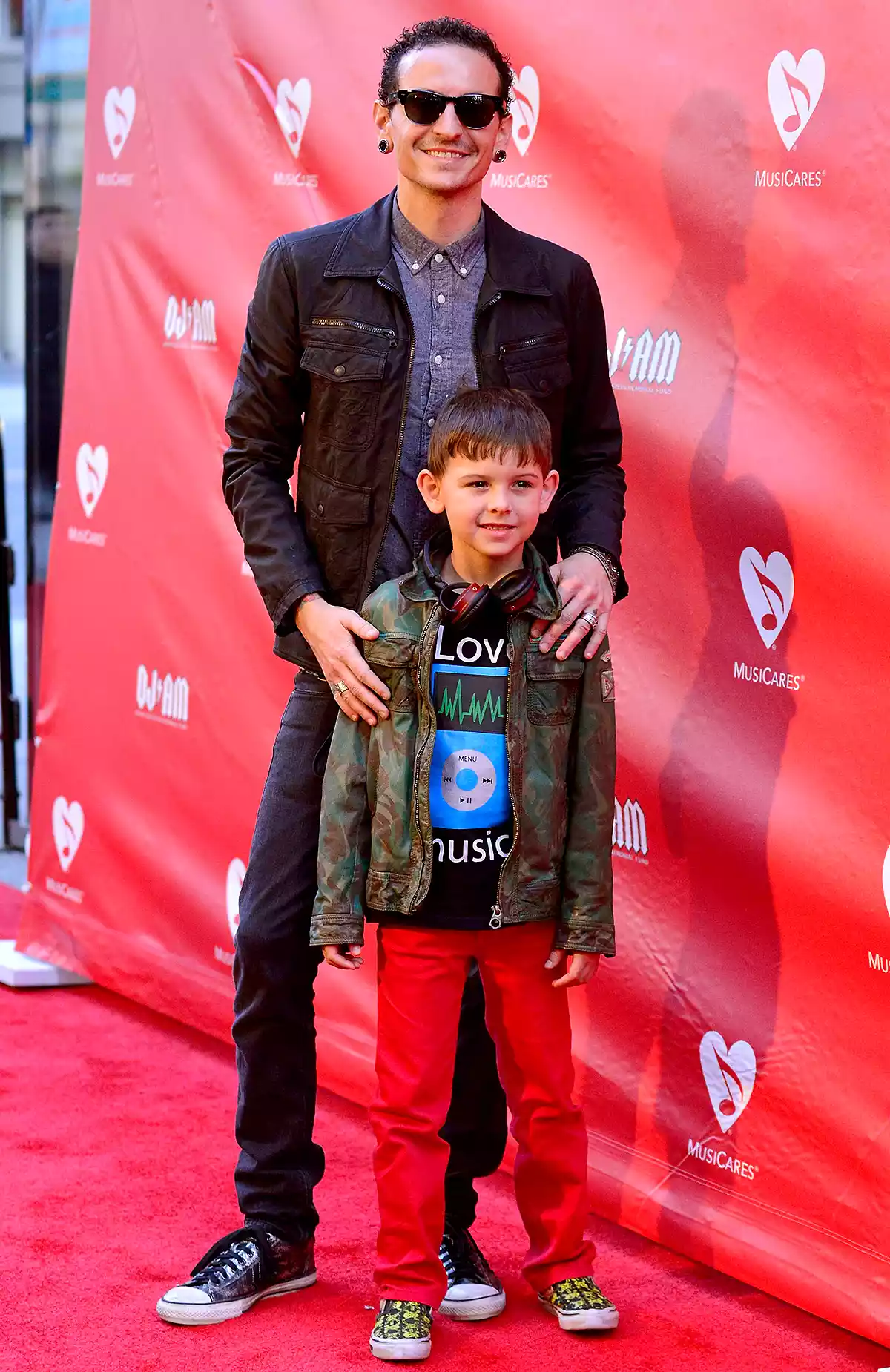 Chester Bennington and son Jamie Bennington arrive at the 9th Annual MusiCares MAP Fund Benefit Concert at Club Nokia on May 30, 2013 in Los Angeles, California.