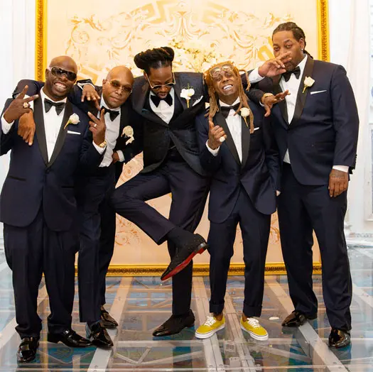 Lil Wayne looks handsome as bestman at his best friend 2 Chainz & Kesha ...